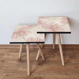 Hanah Home Mesas Nido de 2 Piezas, Beige y Rosa